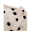 Beige  Dots Bowknot V-Neck Blouse