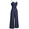 Navy Blue  Cowboy Solid Strap Jumpsuit