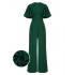 Green  Solid V-Neck Jumpsuit