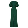 Green  Solid V-Neck Jumpsuit