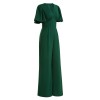 Green  Solid V-Neck Jumpsuit