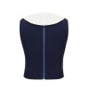 Navy Blue  Solid Sailor Collar Blouse