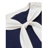 Navy Blue  Solid Sailor Collar Blouse