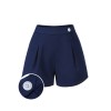 Navy Blue  Solid Button Shorts