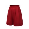 Red  Pleated Turn Over Shorts