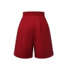 Red  Pleated Turn Over Shorts