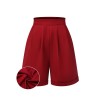 Red  Pleated Turn Over Shorts