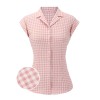 Pink  Gingham Plaid Lapel Shirt