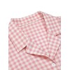 Pink  Gingham Plaid Lapel Shirt