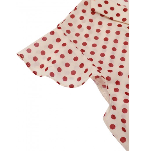  Red Polka Dot Fly Sleeve Blouse