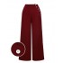 Red  Burgundy Button Wide leg Pants