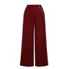 Red  Burgundy Button Wide leg Pants