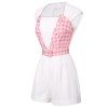 2PCS  Pink Plaid Skrit & Romper With Belt