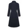 Pre-Sale Dark Blue  Solid Belted Coat