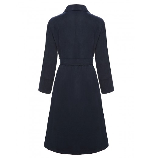 Pre-Sale Dark Blue  Solid Belted Coat