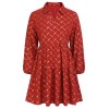 Plus Size Red  Lapel Plaid Dress