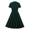 Plus Size Dark Green  V-Neck Solid Swing Dress