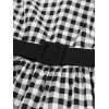 Plus Size Black  Gingham Plaid Belted Swing Dress