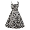 Plus Size Black  Spaghetti Strap Daisy Dress