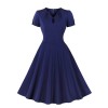 Plus Size Dark Blue  Keyhole Swing Dress