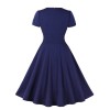 Plus Size Dark Blue  Keyhole Swing Dress