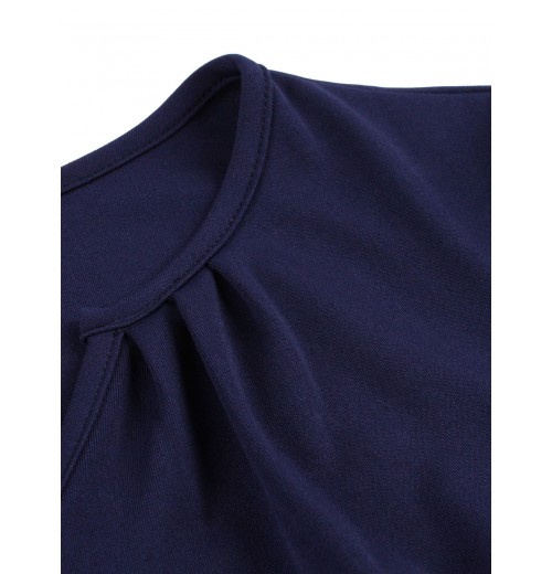 Plus Size Dark Blue  Keyhole Swing Dress