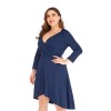 Plus Size  Solid Pleated Long Sleeved Dress