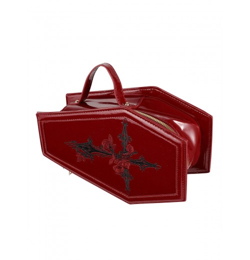 Wine Red Halloween Coffin Bag