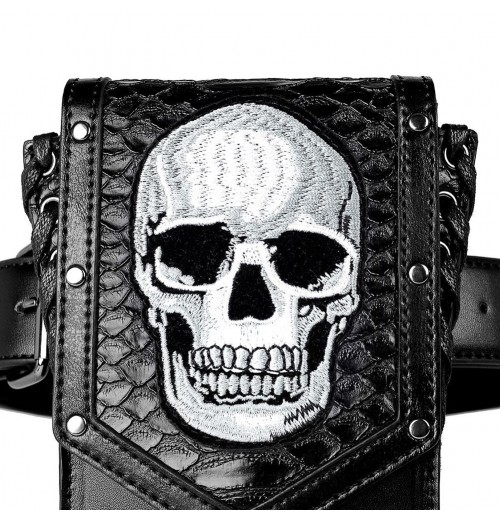 Black Halloween Embroidered Skull Bag