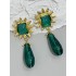  Emerald Gold Trim Alloy Earrings