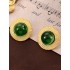  Emerald Gold Trim Alloy Earrings