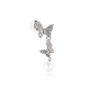 Butterfly Diamond Pearl Asymmetric Earrings