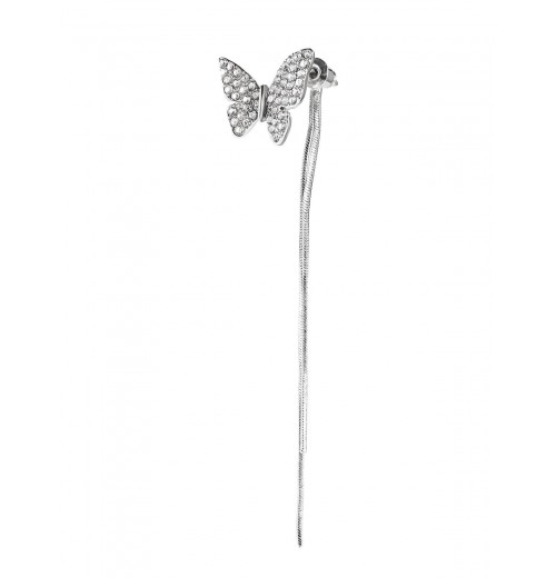 Butterfly Diamond Pearl Asymmetric Earrings