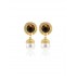 Dark Brown  Round Pearl Earrings