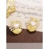 Yellow Vintage Pearl Heart Earrings