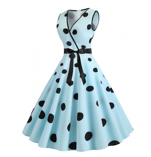  Bow Polka Dot Swing Dress