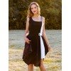 Black  Solid Spaghetti Dress