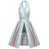 Rainbow  Stripe Pocket Swing Dress