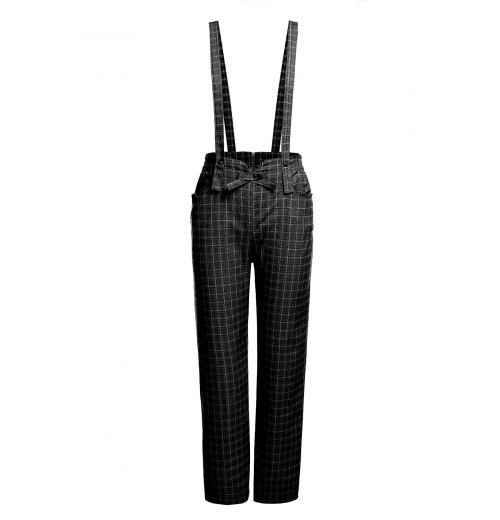 Black  Solid Suspender Pants