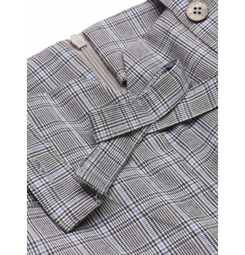 Gray  Plaids Suspender Pants