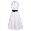 White  Halter Belted Swing Dress