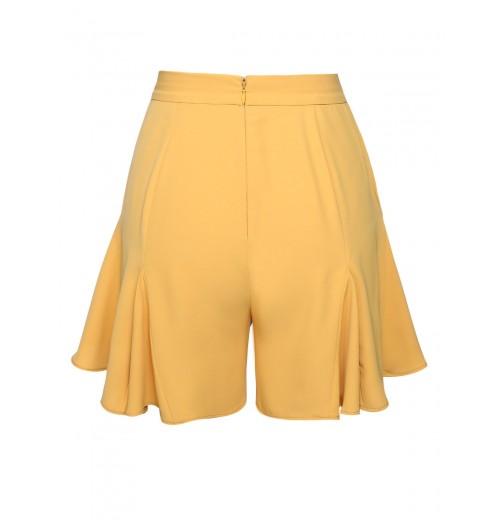 Yellow  Ruffled Pockets Shorts