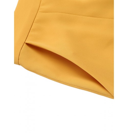 Yellow  Ruffled Pockets Shorts