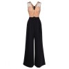 Black  Polka Dot Patchwork Belt Jumpsuit