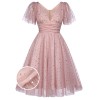 Pink  Star Sequin Lace Swing Dress