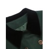 Dark Green  Solid Button Coat