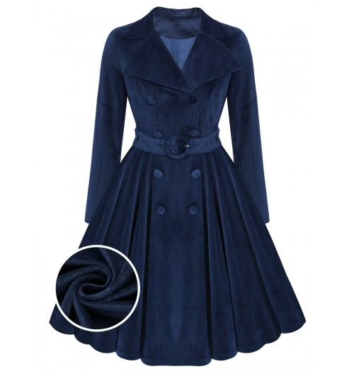 Pre-Sale Plus Size Navy Blue  Velvet Long Coat