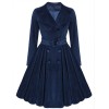 Navy Blue  Velvet Long Coat