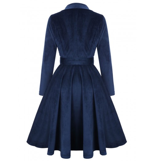 Pre-Sale Plus Size Navy Blue  Velvet Long Coat