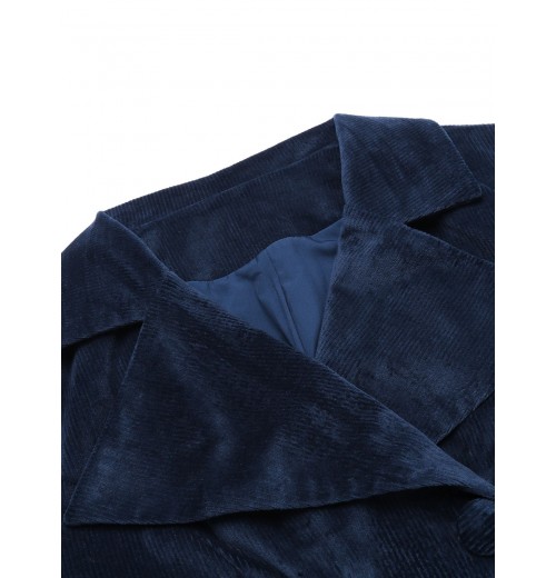 Navy Blue  Velvet Long Coat